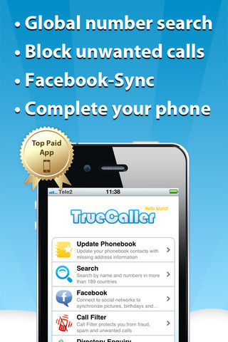 TrueCaller - worldwide number search and spam filter