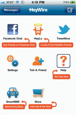 HeyWire  Texting 45+ Countries, Facebook Chat & Twitter - صورة شاشة 5