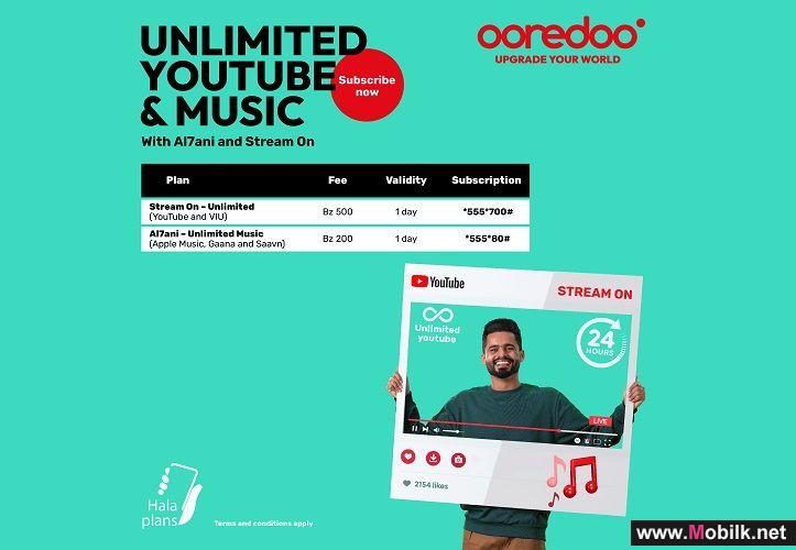 Listen to Music and Watch Videos Online with Ooredoo’s Unlimited ‘Al7ani’ & ‘Stream On’ Packages